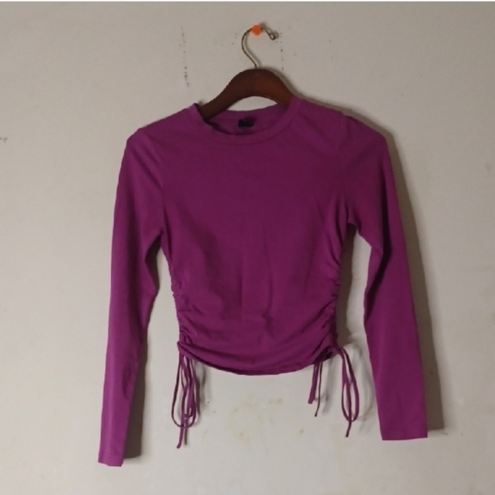 Purple Long Sleeve Ruched Top